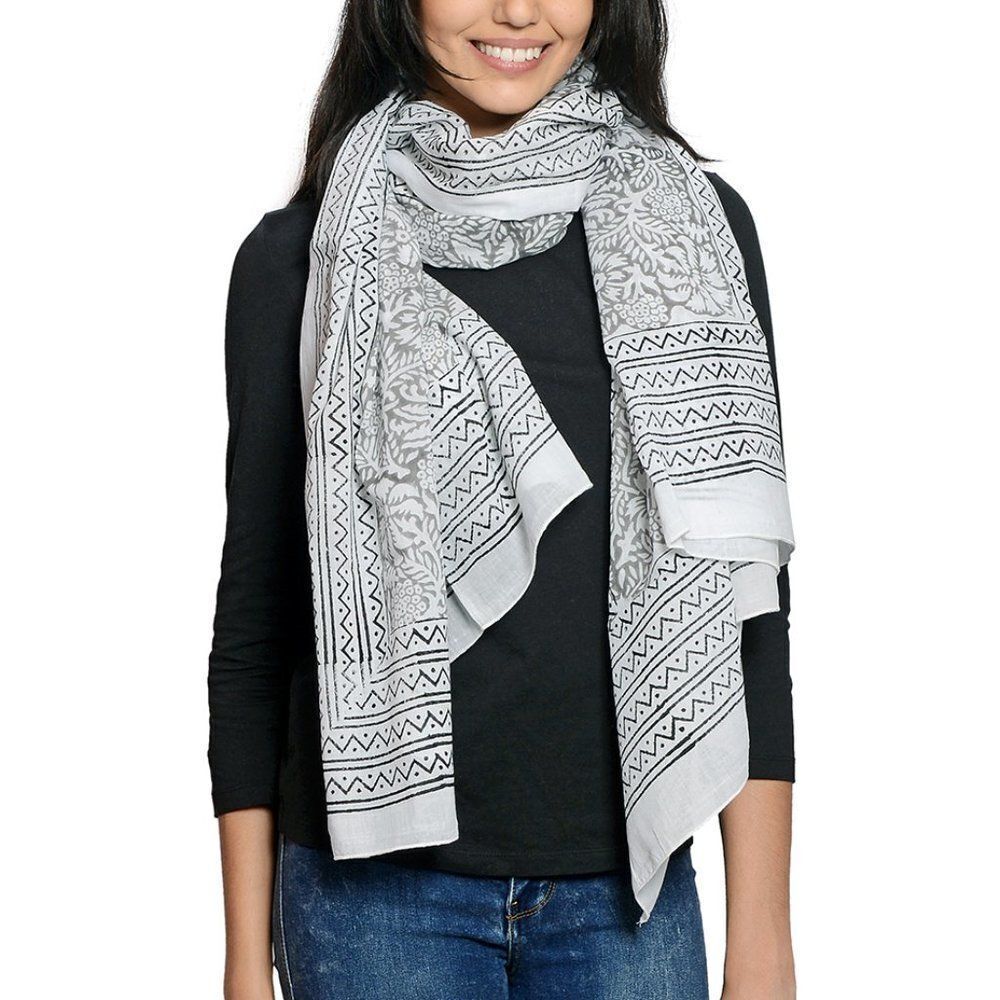 Floral Tribal Pattern Hand Painted Scarf